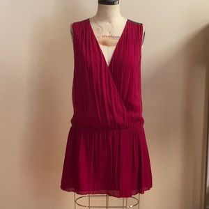 Raspberry box pleat dress